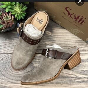 EUCWB SOFFT TAUPE WATERPROOF SUEDE MULE. SIZE 6.5